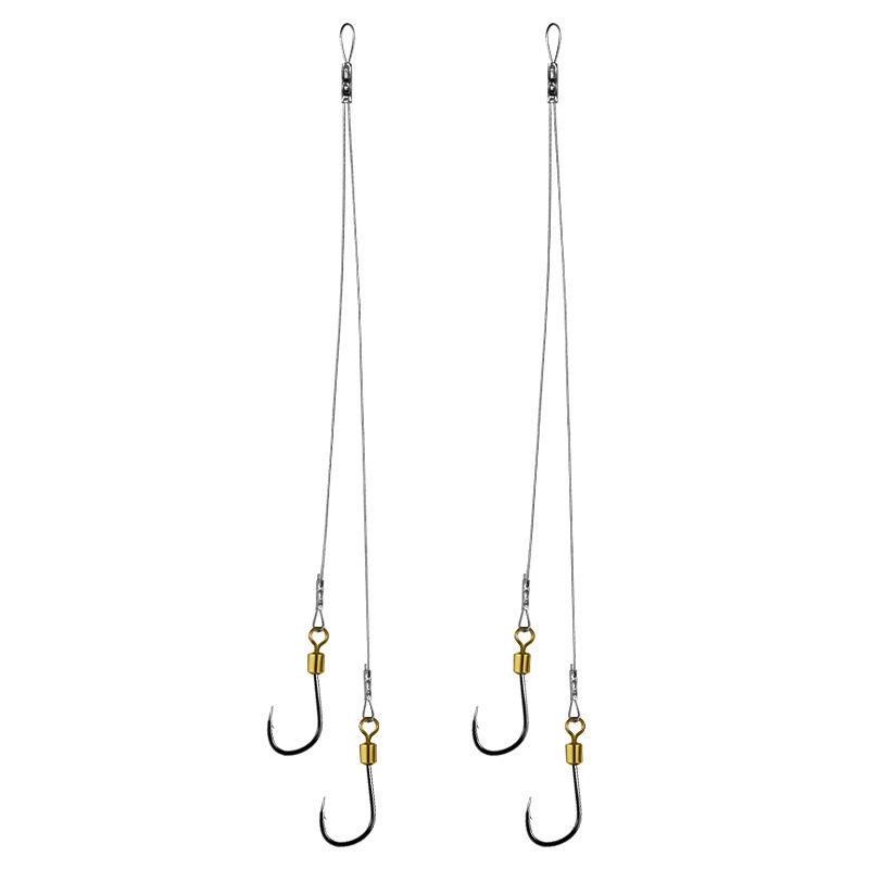 Steel Wire Leader Double Fish Hook: Anti-Tangle, Anti-Bite, Ideal for Grass Carp, Carp, and Pomfret Sea Fishing