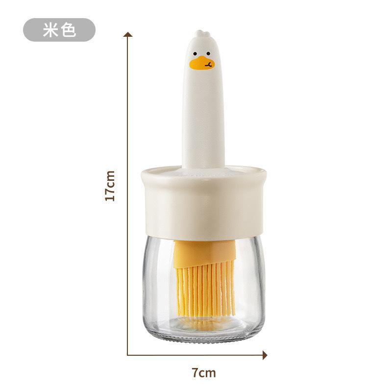 Yellow Duck Oil Brush Oil Pot Silicone Glass Outdoor Barbecue Camping Home Kitchen Oil Pot Brush Integrated Oil Pot