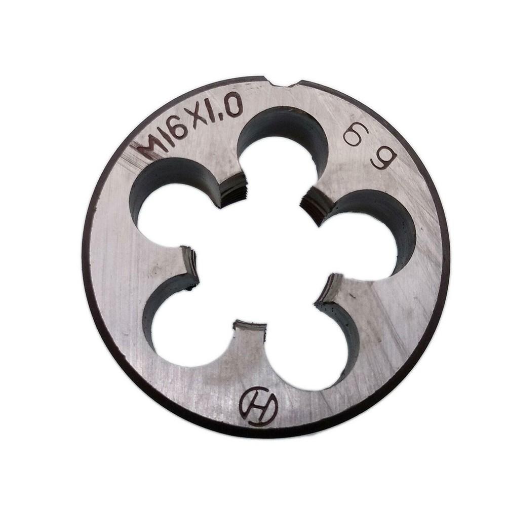 HSS M16 x 1mm kuželový a zástrčkový závitník & M16 x 1mm matricový závit metrický pravý