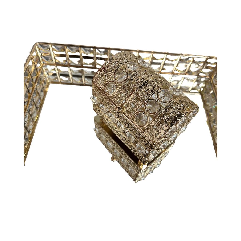 1PC Jewelry Decorative Box, Gold Necklace Ring Silver Earrings Jewelry Storage Box, Luxury Desktop Crystal Storage Jewelry