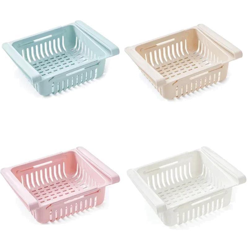 4pcs Retractable Fridge Food Organizer Kitchen Organizer Refrigerator Storage Rack Fridge Freezer Shelf Storage Drawer Container