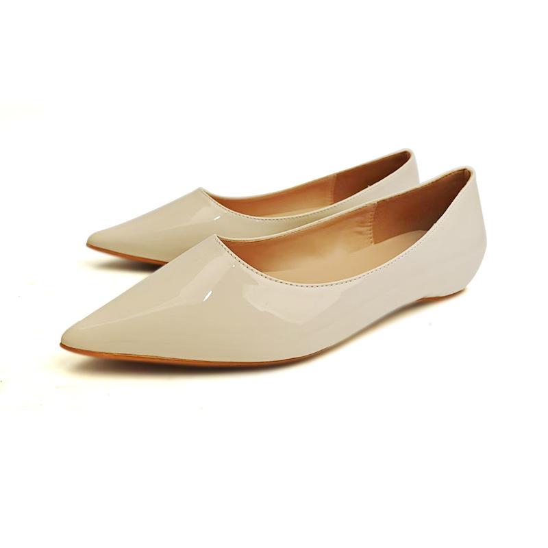 Fashion Black Nude Pointed Flat Shoes Women Patent Leather Korean Version of The Wild Sexy Elegant Simple Ladies Work Shoes