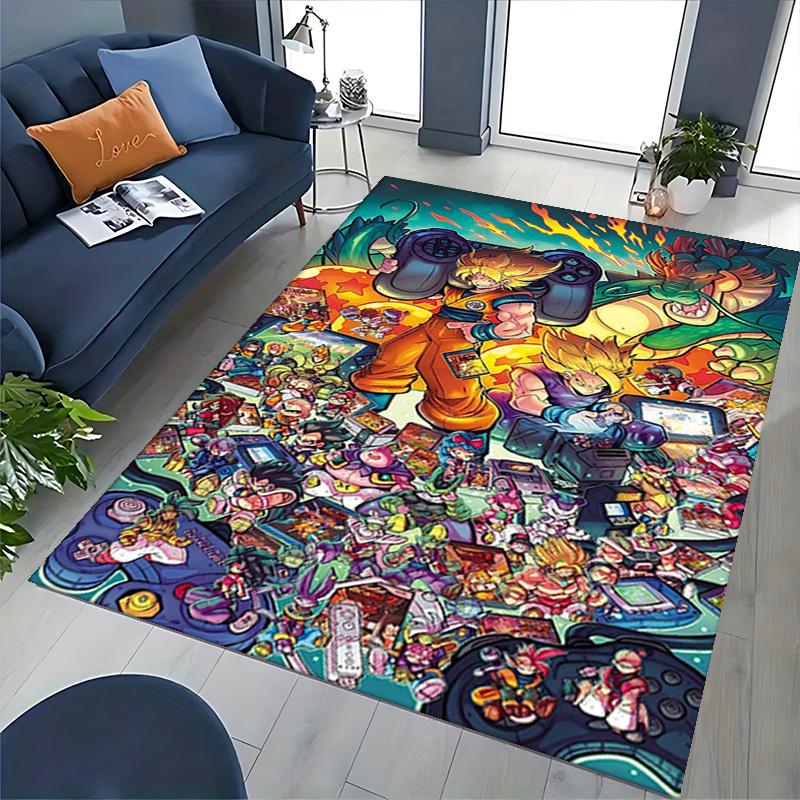 1pc Dragon Ball Z Super Saiyan Goku & Vegeta Anime Chair Mat, Office Decor Carpet for Desk, Anti-Slip Floor Protector, Home Living Room Bedroom Game R