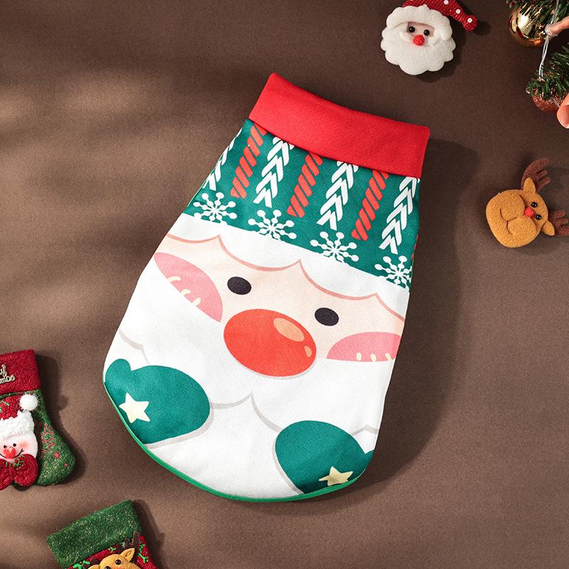 

Christmas Old Man s face print Coat Pet Christmas Day Decoration hoodie Clothes Red and green classic style S красный