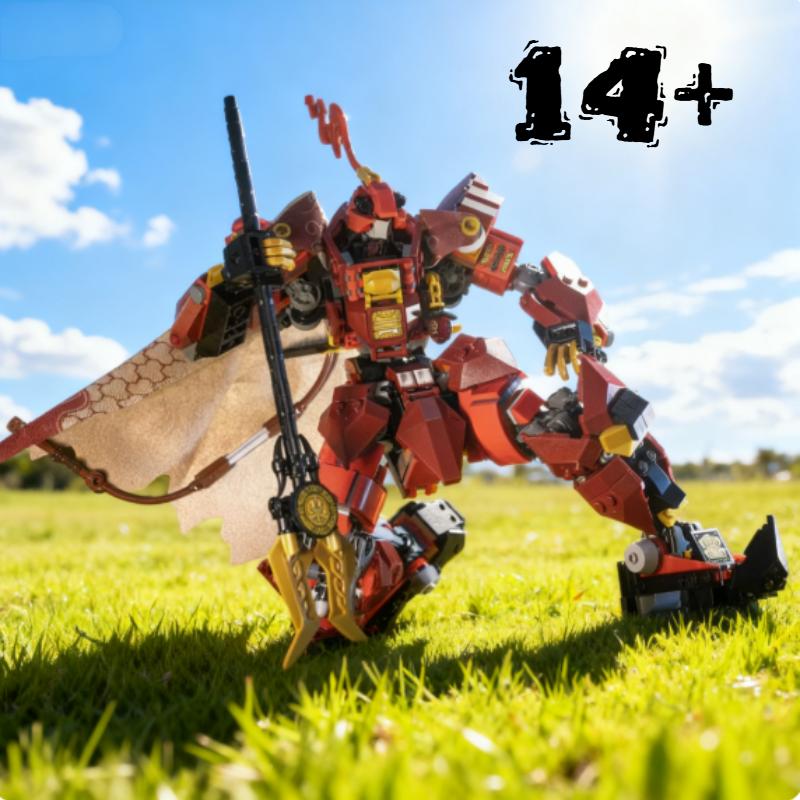 MOC Sets 996pcs Flame Knight Mecha Building Blocks 71846 Mecha Character Model Brick Desktop Decoration Display Toys Gifts