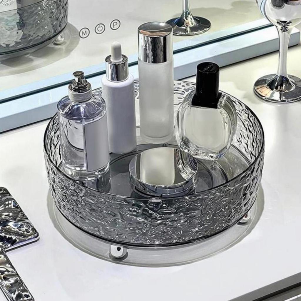 Bathroom Vanity, Large Capacity Acrylic Makeup Organizer, 360Degree Rotating Storage, Clear Cosmetic