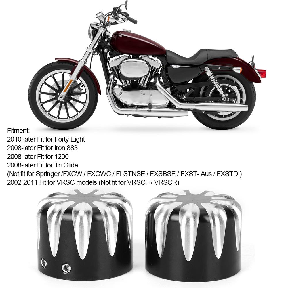 2pcs Motorcycle Front Axle Cap Black CNC Cut Aluminum Alloy Nut Cover Fit for Tri Glide
