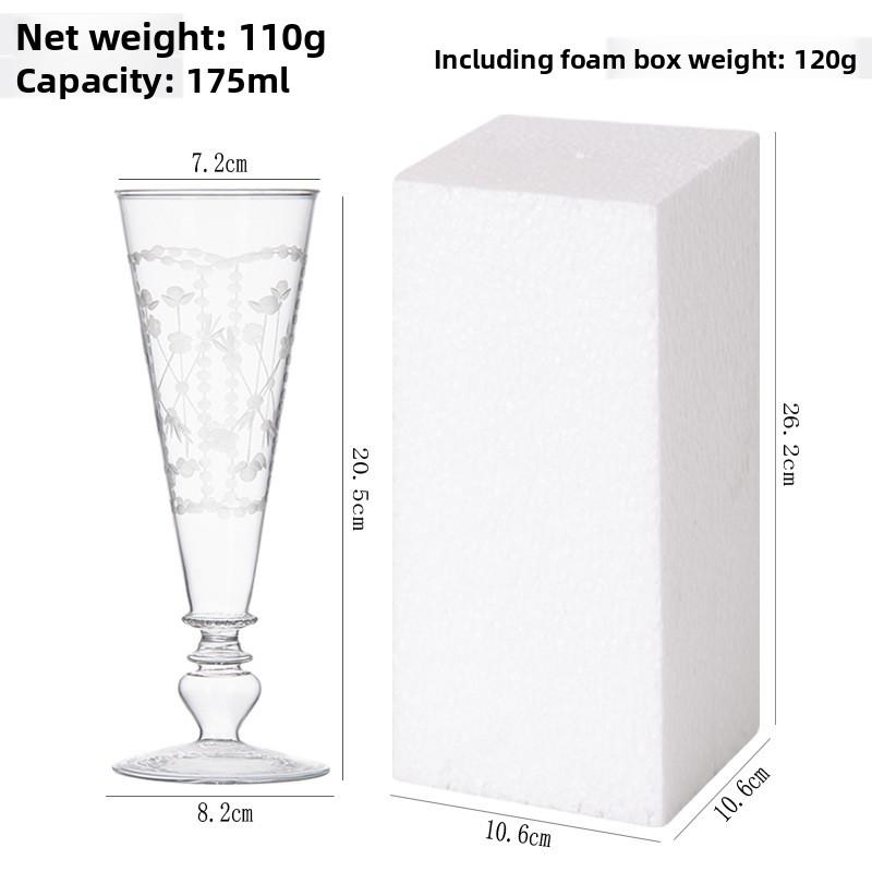 

1PC Light luxury French romantic high footed glass, heat-resistant glass, tall and short champagne glass 101-200ml