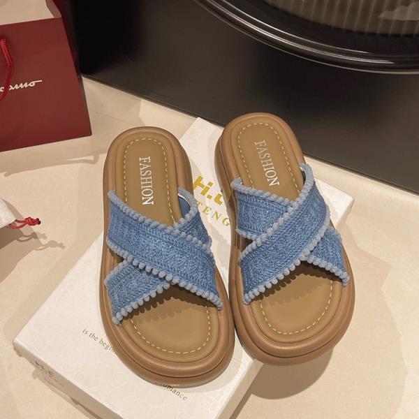 Fashion Shoes Summer Clogs Woman Ladies' Slippers Platform Luxury Slides Pantofle Low Beach Designer 2025 Soft Hoof Heels Rubber Cotton
