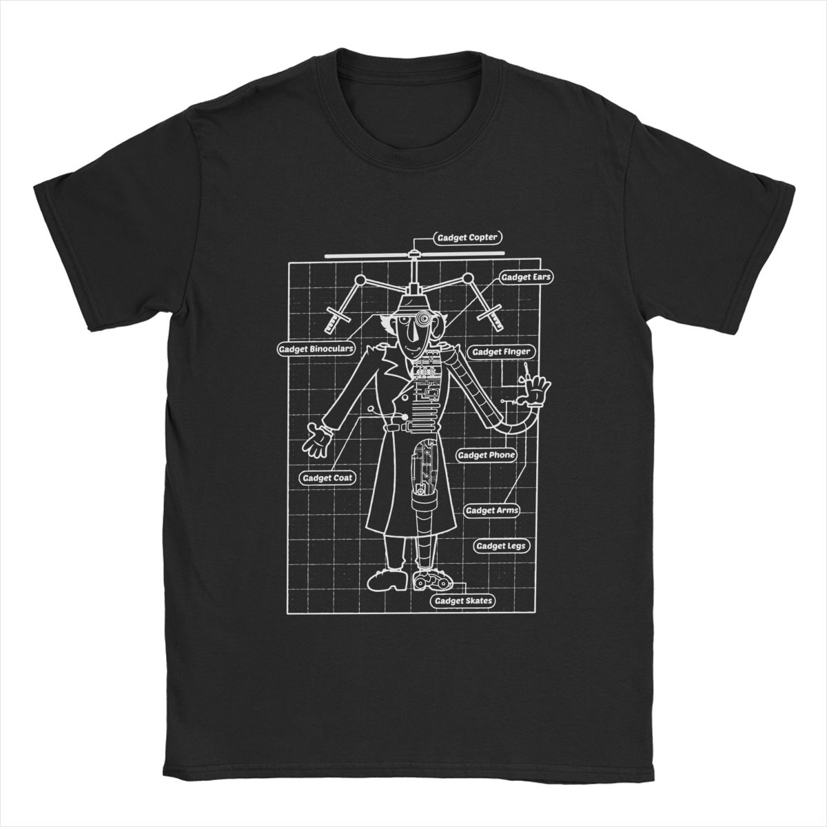 Inspector Gadget 80s Cartoon T Shirt Men s Cotton Amazing T-Shirts Round Neck Retro TV Tee Shirt Short Sleeve Tops Plus Size ... S разноцветный