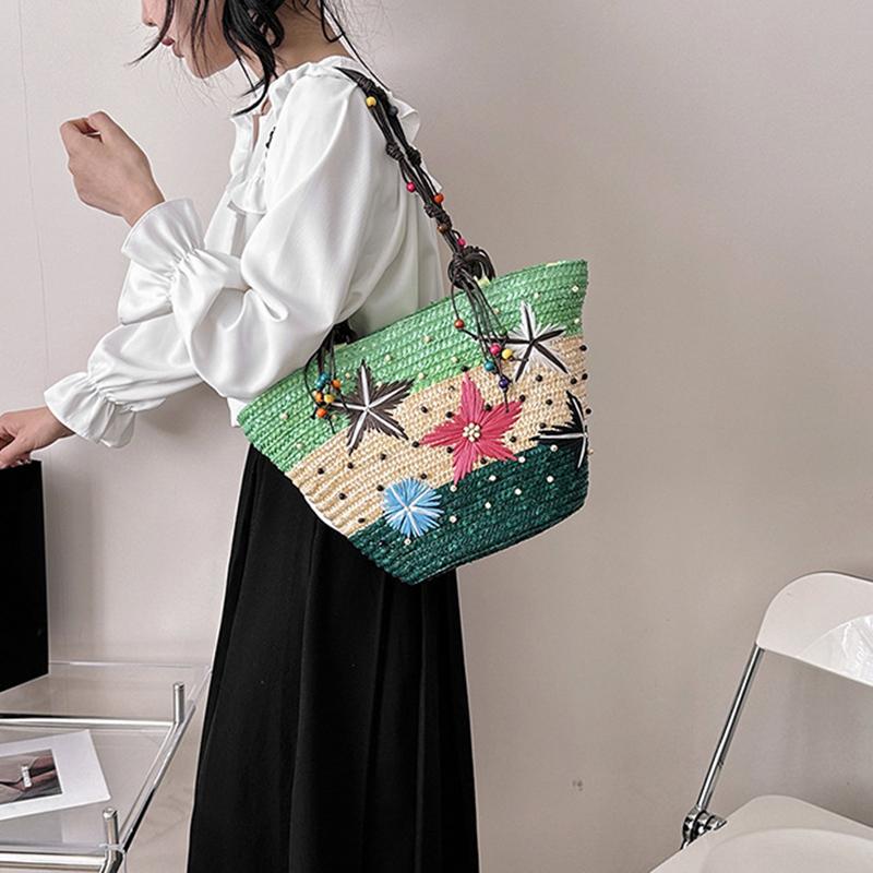 Summer Basket Straw Shoulder Bags for Women Rattan Travel Large Capacity Handmade Woven Beach Bag Female Shopper Totes Handbags MIT
