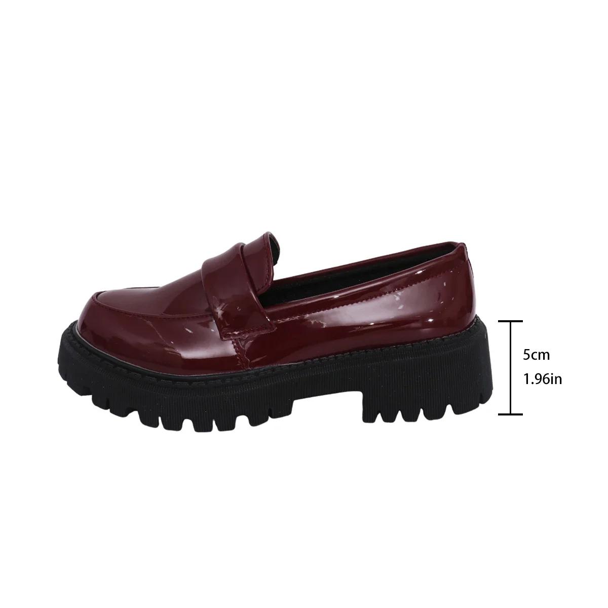 

Patent Leather Loafers Women Spring 2025 Thick Bottom Platform Casual Shoes Woman Slip On Soft Sole Moccasins Mujer 43