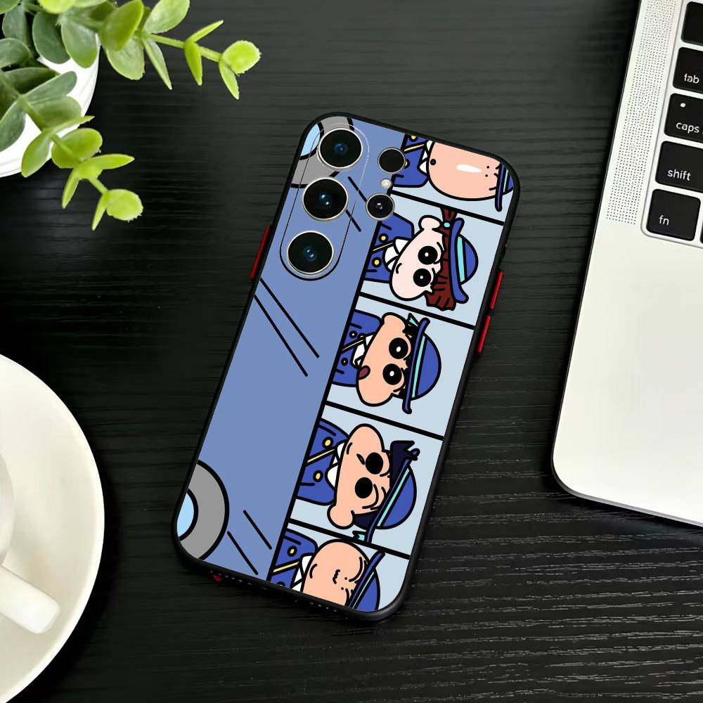 Cartoon N-Crayon Shin-chan Phone Case For Samsung S26,S25,S24,S23,S22,S30,S21,Ultra,Plus,FE 5G Black Soft Cover