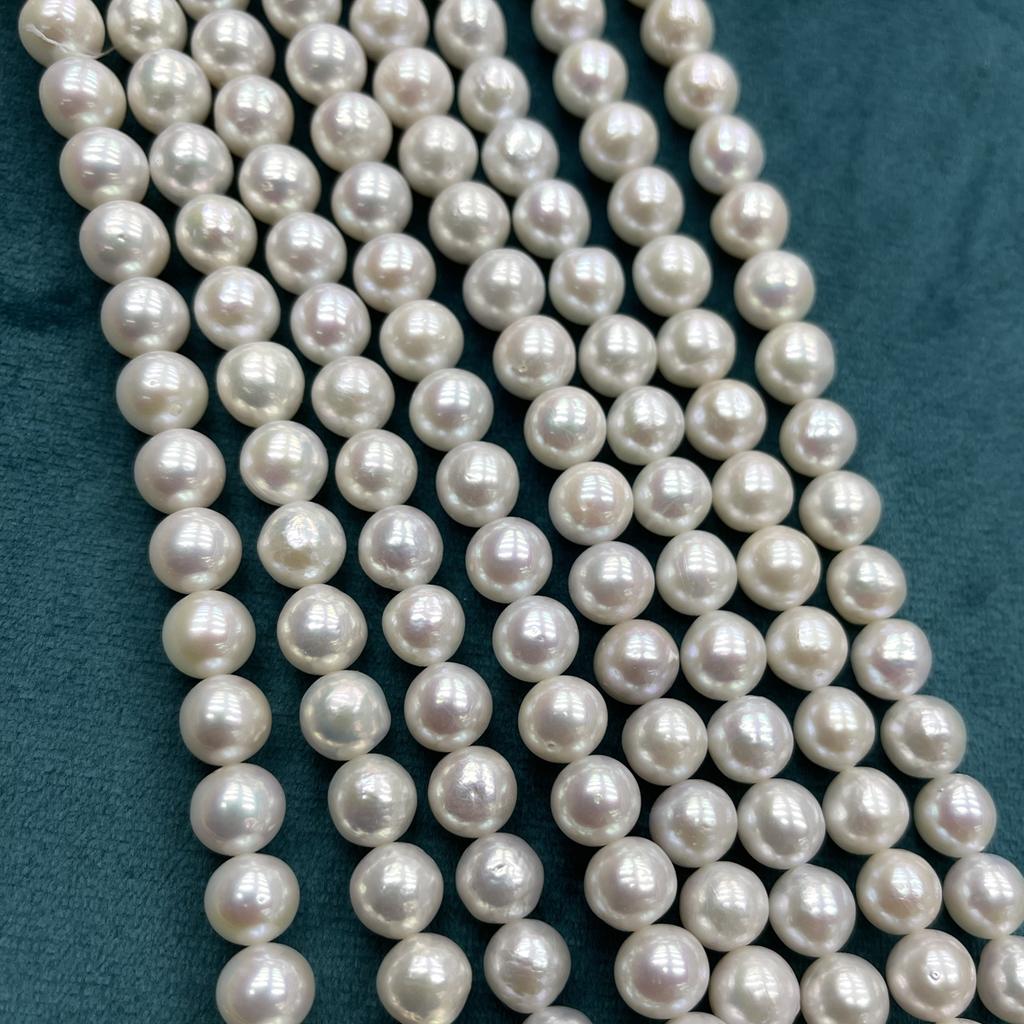 1String, White Natural Freshwater Pearls Beads for Jewelry Making DIY Crafts (Beads 9-10mm, Length 36cm)
