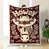 Cowboy Hat with Vintage Floral Design Flannel Blanket for Bedroom, Living Room, Sofa, and Nap Sofas
