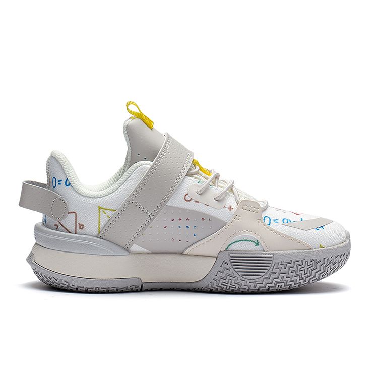 Li Ning Kids Sports Lifestyle Series Shock Absorption Rebound Letter Pattern Casual Shoes Kids Casual Shoes White Gray YKNT036-5