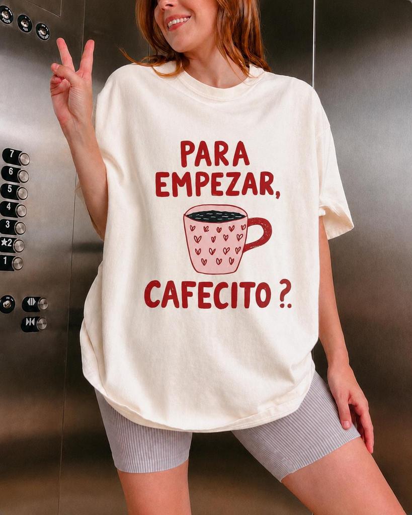 Para Empezar Vintage Graphic T-shirts, Retro Spanish Graphic Tee, Latina Cafe Lover Gift, Grunge Oversize Shirt