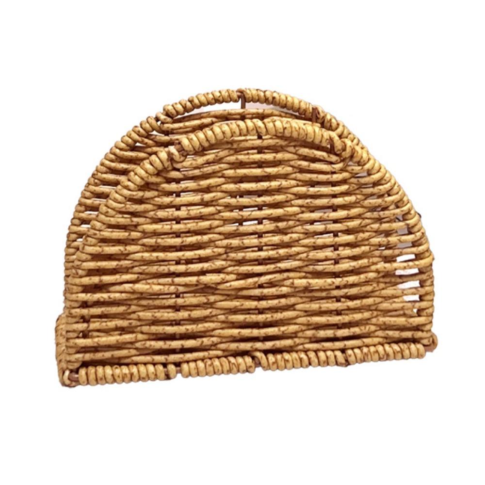 Creative Simulated Rattan Napkin Holders Retro Rustic Style Vertical Napkin Dispenser Stable No-slip Tissue Storage Rack