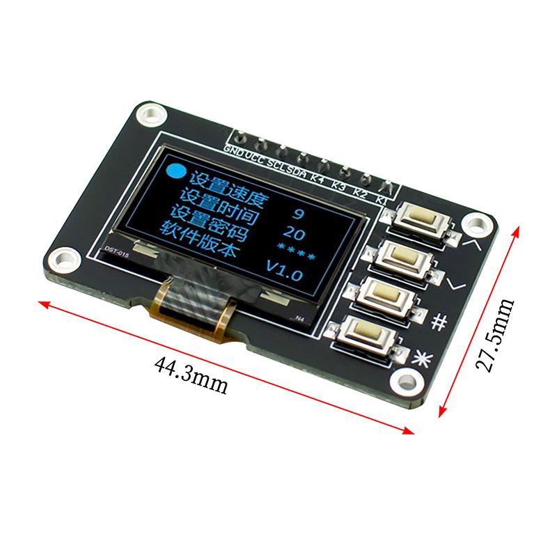 0,96-tommers OLED-skjerm Hvit/Blå 12864 Skjermmodul med Matrise 4 Tasters Grensesnitt Tastatur IIC SSD1315