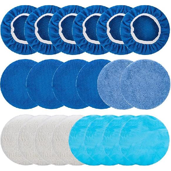 THINKWORK 10 Pcs Car Polishing Pad - 10 Inch Buffing Pad, Microfiber Wax Applicator Pad, Wool, Coral Fleece