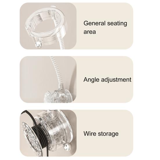Wall Hair Dryer Holder Wall Mount Suction Cup Blow Dryer Stand Angle Adjustable Hair Dryer Hanger with Cable Storage for Bathroom Organization