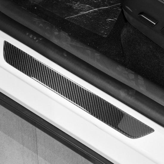 2Pcs Carbon Fiber Rear Door Sill Welcome Step Cover For Tesla Model 3 Y 2017-22