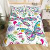 Boho Dragonfly King Queen Duvet Cover Cute Flower Love Heart Bedding Set Watercolor Floral Rustic Style Polyester Quilt Cover