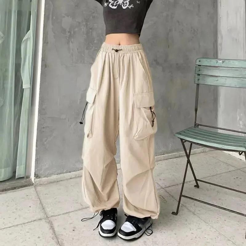 American Retro Tooling Slacks Drape Straight Beam Foot Trousers Summertime Joker Loose Wide Legged Pants