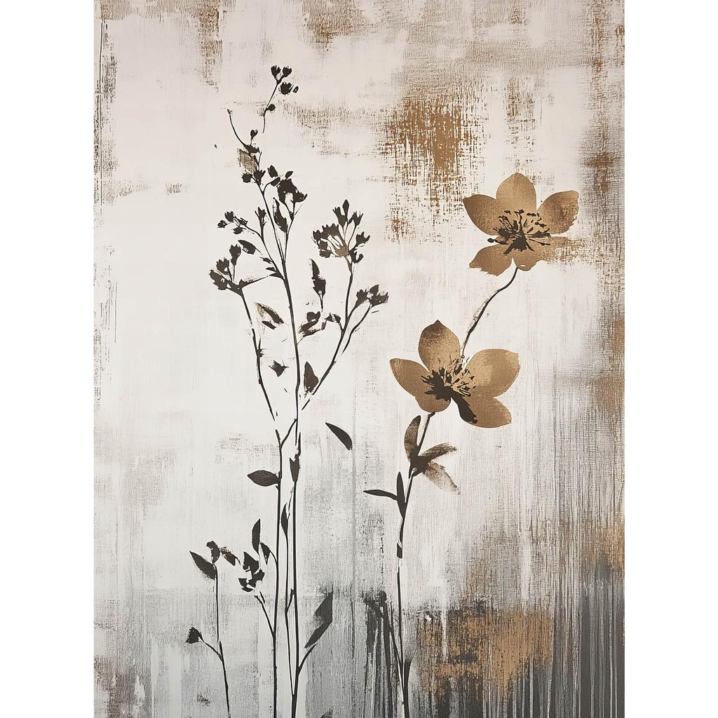 Floral Minimalism Floral Minimalism, 30X40 Cm, Gold Aluminum Frame, 230 Gsm Matte Paper