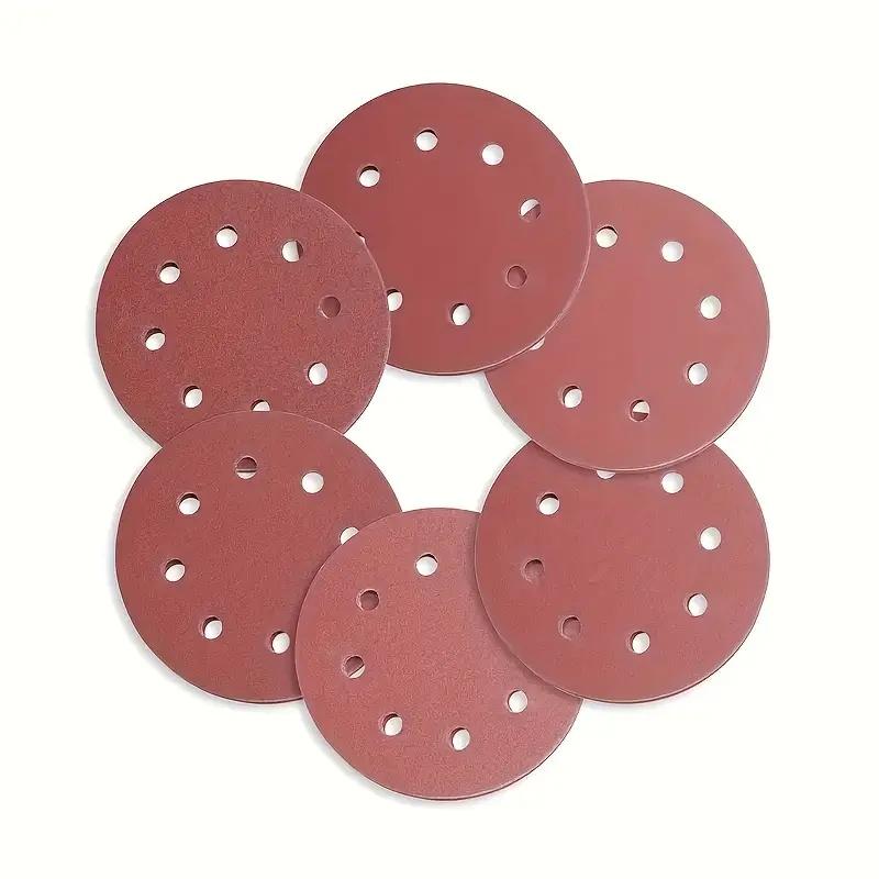 50Pcs 180mm/7inch 8 Hole Sandpaper Hook Grinding Wheel for Electric Wallboard Sander Polishers 60/80/120/240/320 Grain Size