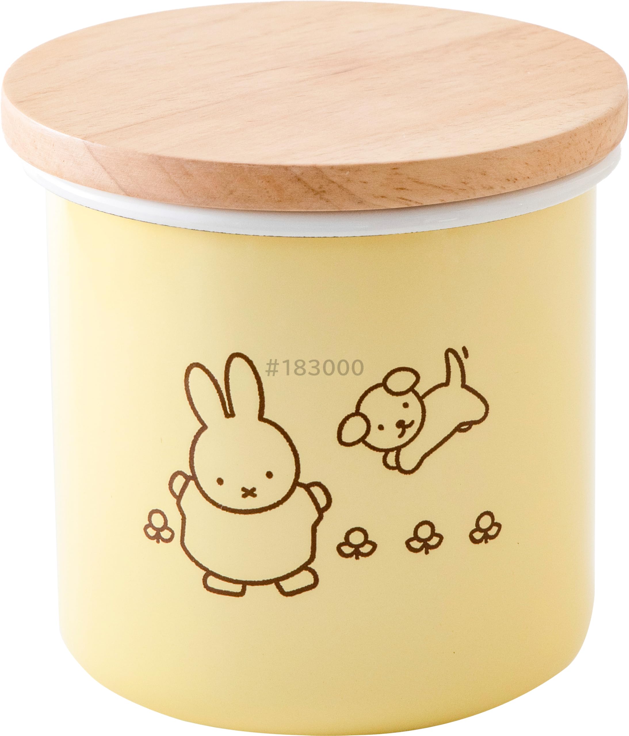 Fuji Enamel Miffy Pastel Storage Container Canister Wooden Lid with Gasket 9cm Yellow Chest Miffy Enamel