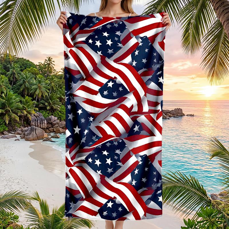 Amerikanische Flagge Mode Strandtuch: Ideal für Sommerabenteuer Weich, saugfähig und schnell trocknend geeignet zum Schwimmen und Baden