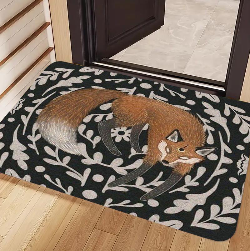 

Modern Simple Retro Forest Fox Pattern Doormat Non-Slip Wear-Resistant Soft Sound-Absorbent Dustproof for Entrance Door 40x60cm