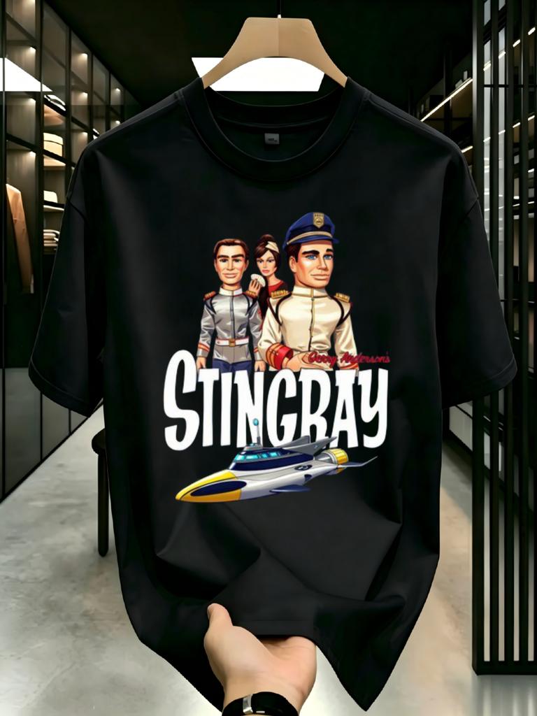 Unisex Tshirt Gerry Anderson Stingray Tshirt Troy Tempest And Crew With Submarine Colorful Retro Underwater Scifi Television Style