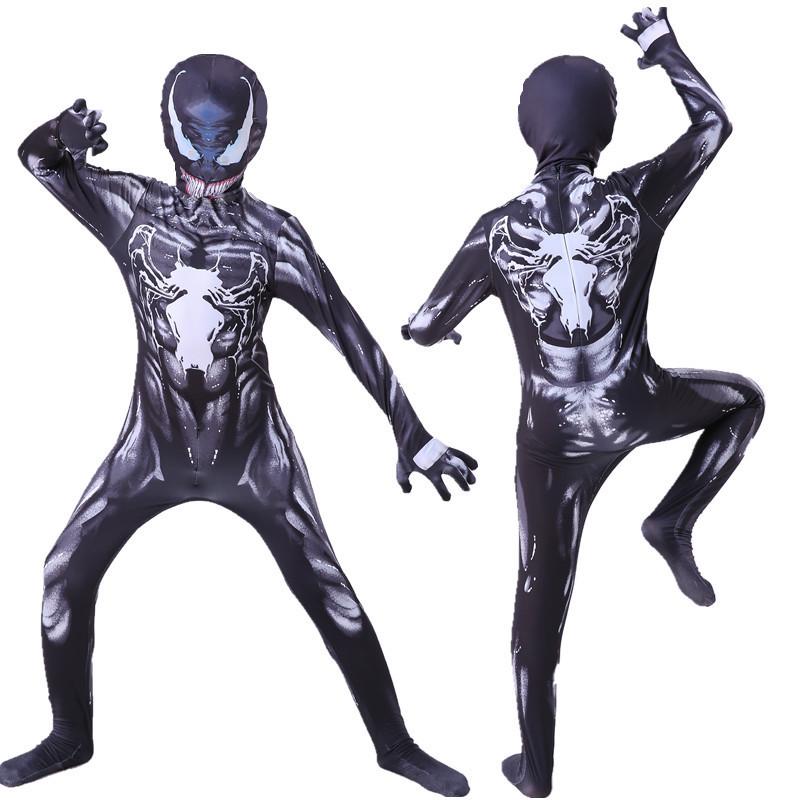 Venom Halloween Costume: Kid’s and Adult Spider-Man Black & White Bodysuit Size 100