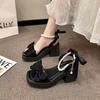 In the summer of 2025, the new popular foreign-style pearls with sandals, women wear fairy style with skirts and high heels.