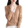 Women S V Neck Long Sleeve Knit Cardigan Slim Fit Solid Color Outerwear