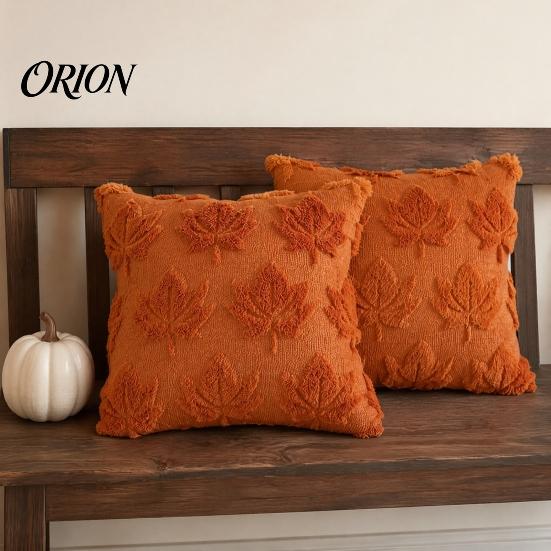 Unique Halloween Home Accessories Plush Pumpkin Cushion Cover, Throw Pillow 18 x Farmhouse Fall Covers Inches Maple Leaf Case for Sofa Couch