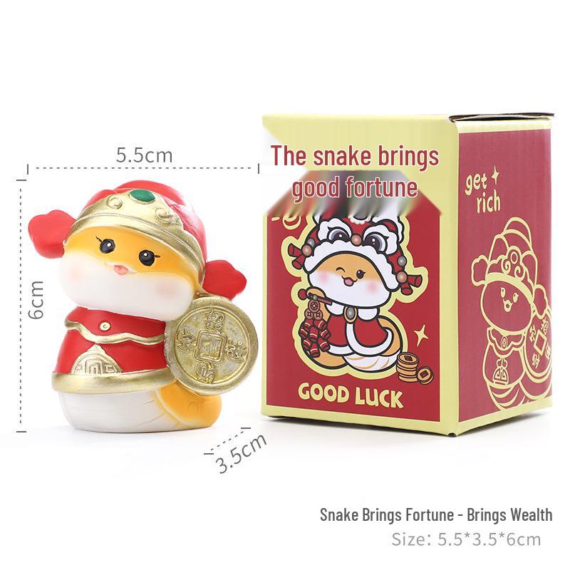 Guochao Zodiac Snake Figurine: Year of the Snake Desktop Ornament, Spring Festival Creative Gift