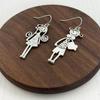 1 Pair of Cartoon Couple Silver Pendant Earrings, Cartoon Characters Retro Cute Style Earrings,As Gifts for Valentine's Day or Anniversaries