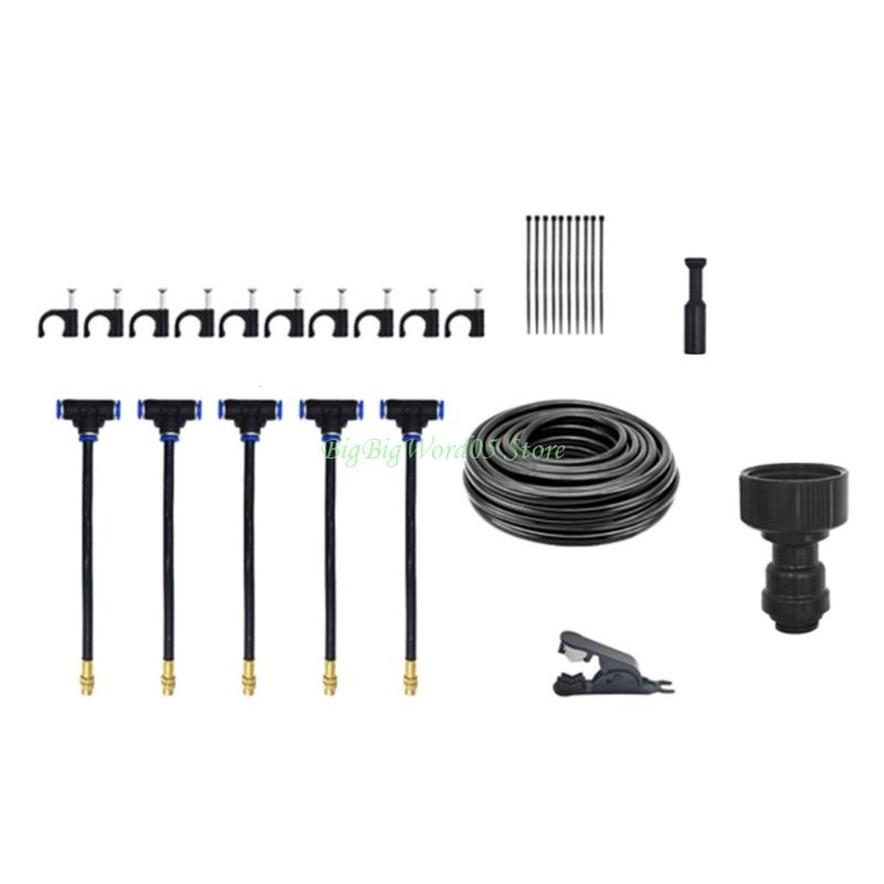 24TE Outdoor Misting Cooling System Bending Water Air Misting Nozzle Sprays Garden Flower