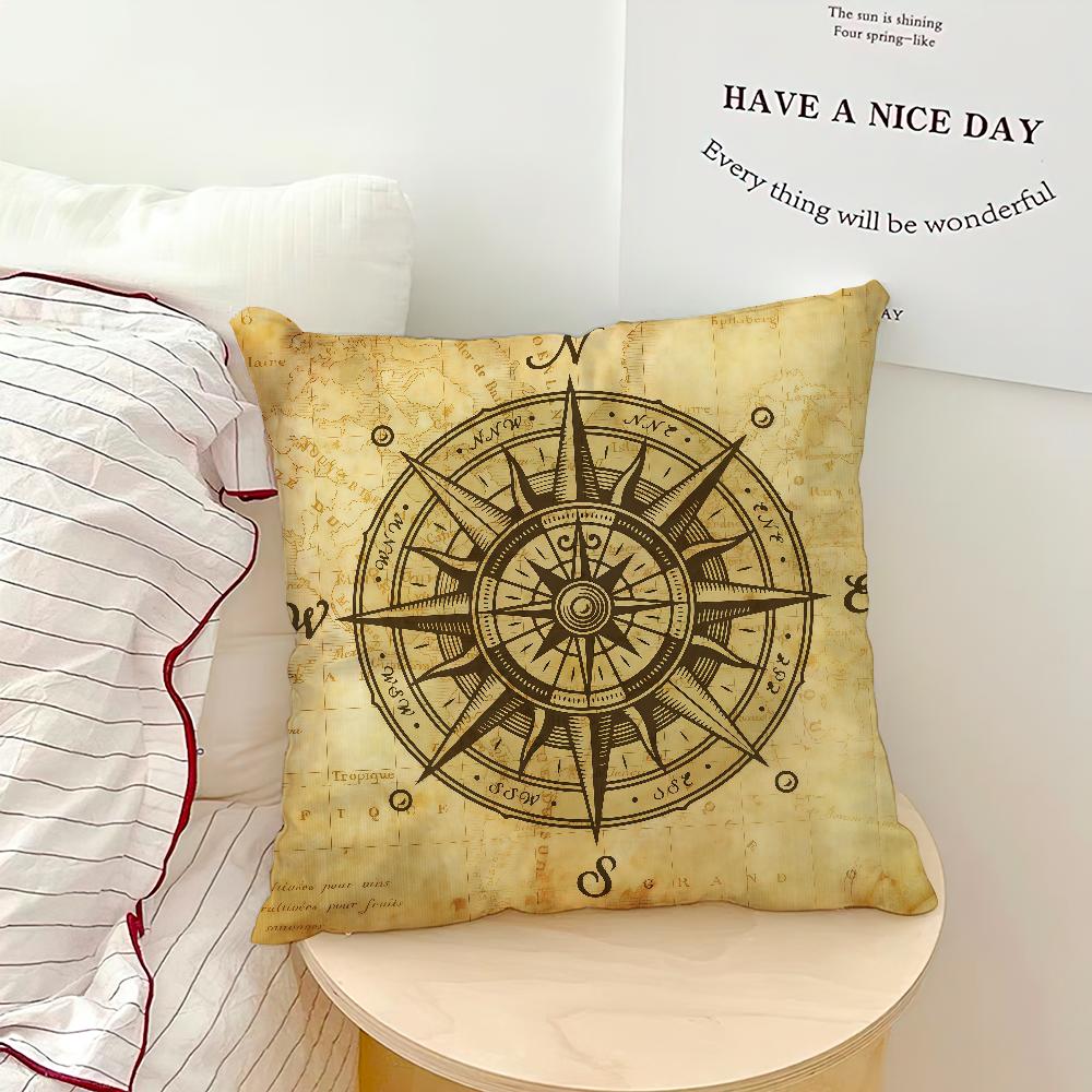 Vintage Nautical Compass Anchor Comfortable Soft Hogar Pillowcase for Sofa Living Room Bed Home Decor Protective Covers