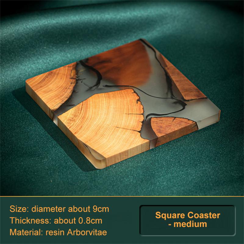 Resin Tea Coaster Japanese Style Wooden Resin Insulation Simple Cup Holder Creative Gasket Tea Ceremony Spare Part Household Mat
