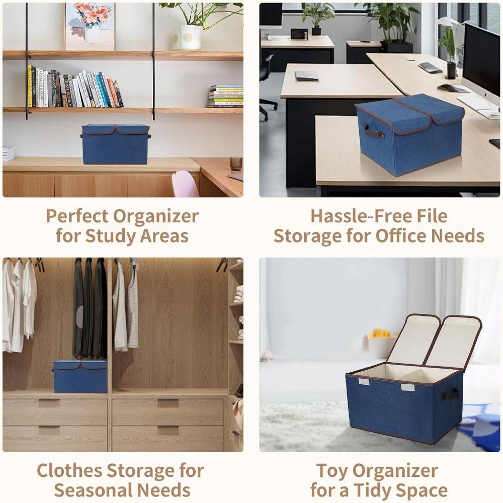 with Double-Lid Fabric Storage Box Dividers Home Storage Organizer  for Home Closet Office