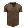 Herren Sommer Kurzarm Henley Hemd Baumwolle Lässig Knopfleiste Pullover Leicht Weiche Passform Oberteil