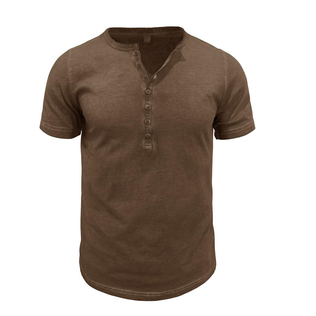 Herren Sommer Kurzarm Henley Hemd Baumwolle Lässig Knopfleiste Pullover Leicht Weiche Passform Oberteil