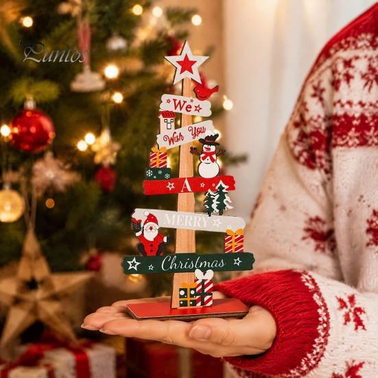 Charming Xmas Tabletop Ornaments Christmas Tree Ornament, Wooden Letter Sign Decorative Small Festive Accents for Office Compact Stable Party Supplies