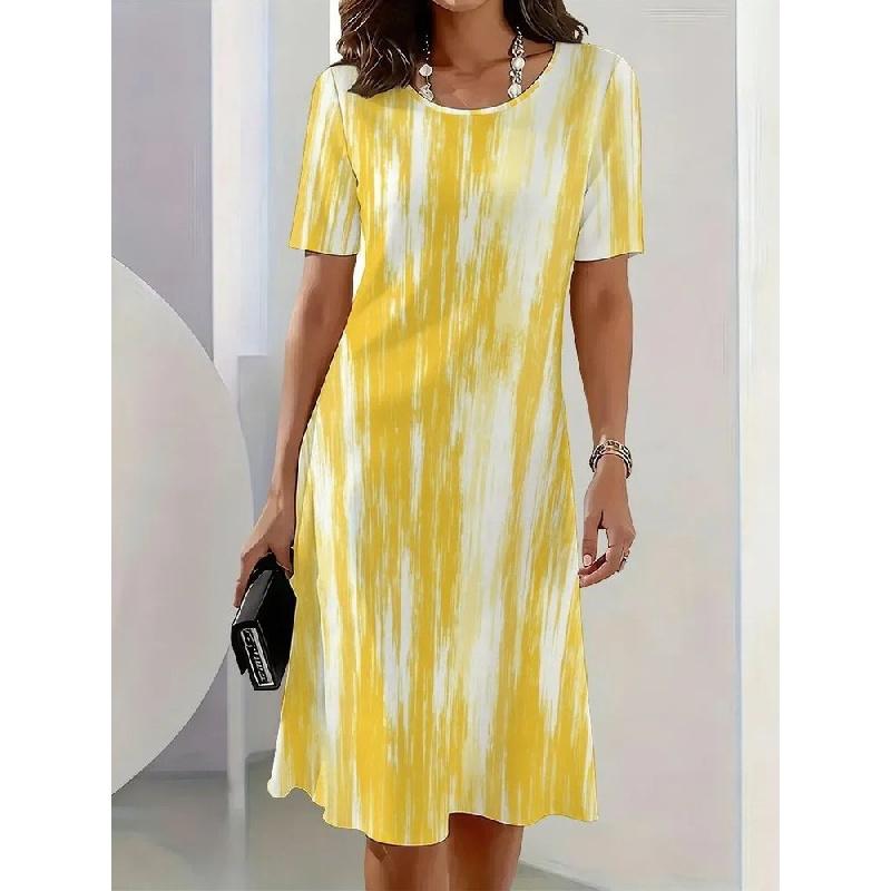 2026 New Women's 3D Digital Print Dress Round Neck Casual Dress