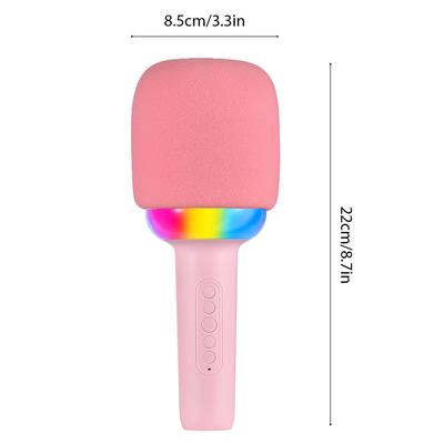 Karaoke Microphone Portable Handheld Mic Built-in Speaker Noise Reduction LED Color Lights Wireless