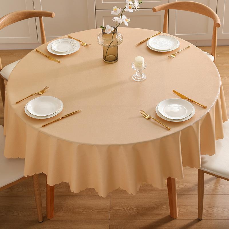 Simple Solid Color Table Cloth Waterproof Oil Resistant Round Dining Table Cloth Heat-resistant Non Washable Easy To Maintain